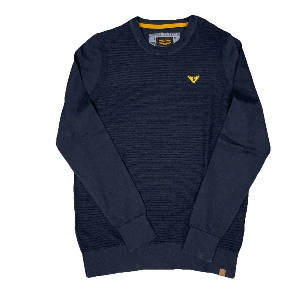 PME Legend American Classic Crewneck Sweater Mens Medium Knit Emblem Navy Cotton